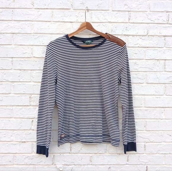 Lauren Ralph Lauren Stripe Elbow Patch Shirt - Picture 3 of 8